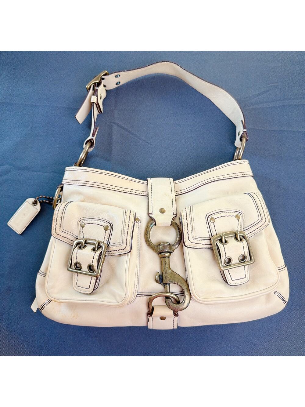 Coach Vintage Legacy Yellow Beige Shoulder Bag 7458